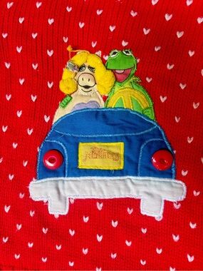 Vintage Kids The Muppets (Kermit + Miss Piggy) Sweater, Size 6/7